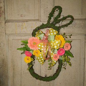 Easter Wreath Bunny Rabbit Spring Door Wreath Grapevine & Moss